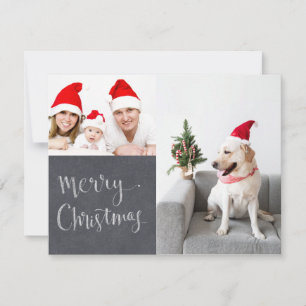 Merry Christmas Chalk Design Duales Foto Feiertagskarte
