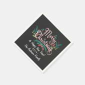 MERRY CHRISTMAS CHALKBOARD HOLLY UND BRANCHEN SERVIETTE (Ecke)