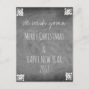 Merry Christmas Chalkboard Typografie Holly Feiertagspostkarte