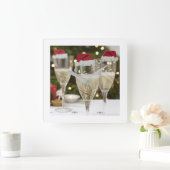 **MERRY CHRISTMAS CHAMPAGNE** KLOCK QUADRATISCHE WANDUHR (Zuhause)