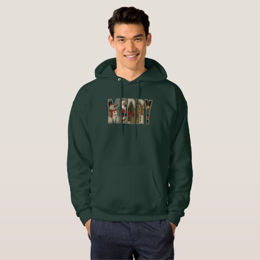 MERRY – Christmas Character Letter Art Hoodie (Vorne ganz)