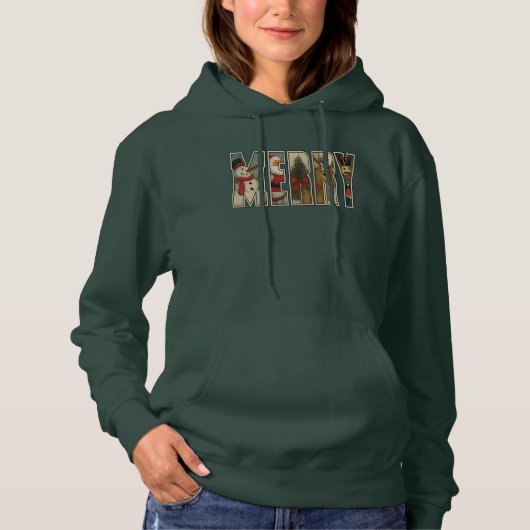 MERRY – Christmas Character Letter Art Hoodie (Vorderseite)