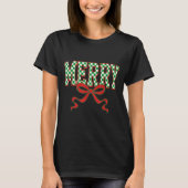 Merry Christmas Checkered Preppy Coquette Bow Xmas T-Shirt (Vorderseite)