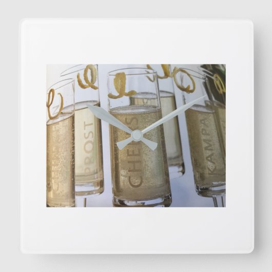 **MERRY CHRISTMAS "CHEERS COCKTAIL" KLICKEN QUADRATISCHE WANDUHR (Vorderseite)