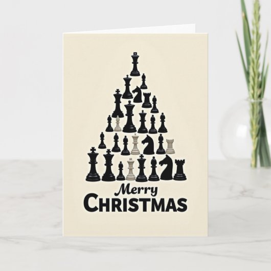 Merry Christmas Chess Tree Karte (Vorderseite)