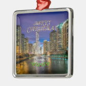 Merry Christmas! Chicago River, Ornament Aus Metall (Links)