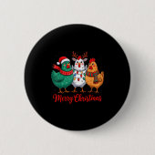 Merry Christmas Chicken Farmer Animal Santa Hat Xm Button (Vorderseite)
