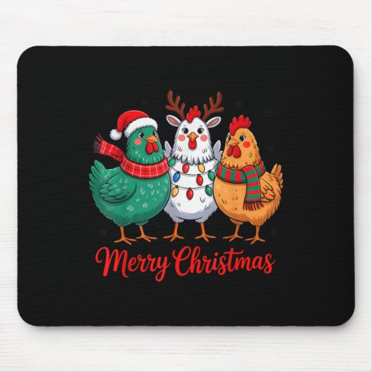 Merry Christmas Chicken Farmer Animal Santa Hat Xm Mousepad (Vorne)