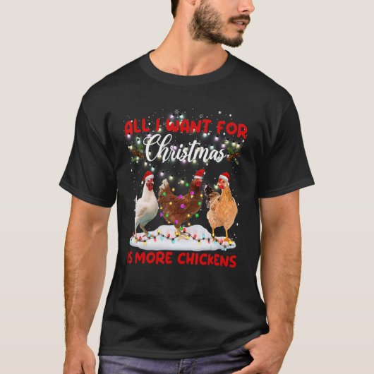 Merry Christmas Chicken Santa Hat Lights Xmas T-Shirt (Vorderseite)