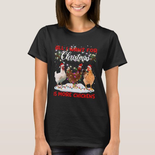 Merry Christmas Chicken  Santa Hat Lights Xmas T-Shirt (Vorderseite)