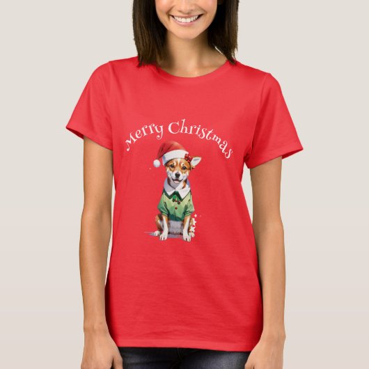 Merry Christmas Chihuahua Elf T-Shirt (Vorderseite)