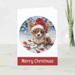 Merry Christmas Chihuahua Santa Dog Feiertagskarte