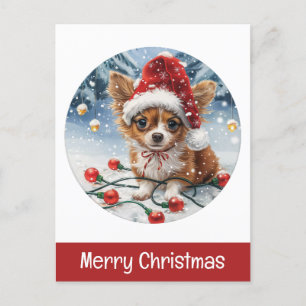 Merry Christmas Chihuahua Santa Dog Feiertagspostkarte