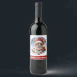 Merry Christmas Chihuahua Santa Dog Weinetikett<br><div class="desc">Niedliche Illustrationen von Chihuahua-Hunden kleiden sich zu Weihnachten. Ideal für Hundeliebhaber und Hundeeltern während der Ferienzeit.</div>