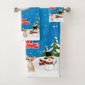 Merry Christmas Chihuahuas Badhandtuch Set (Insitu)