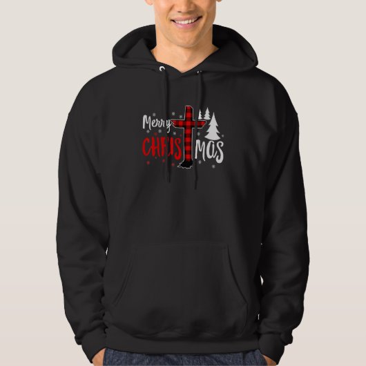 Merry Christmas Christians Buffalo Plaid 1 Hoodie (Vorderseite)