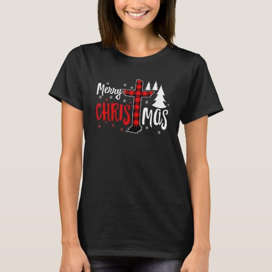 Merry Christmas Christians Buffalo Plaid 1 T-Shirt (Vorderseite)