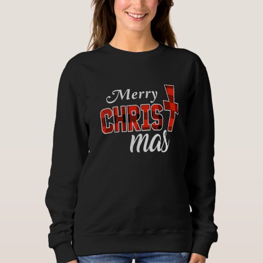 Merry Christmas  Christians  Buffalo Plaid Pajamas Sweatshirt (Vorderseite)