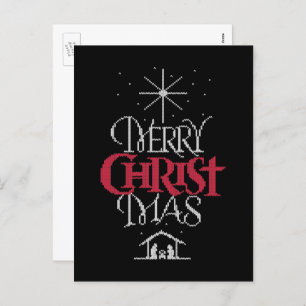 Merry CHRISTmas Christlich Calligrafy Lettering Feiertagspostkarte