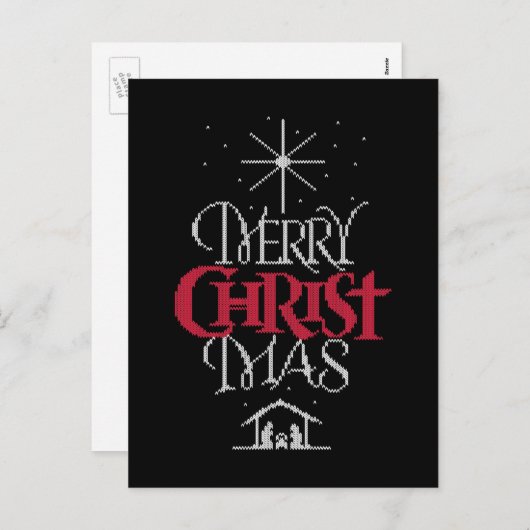 Merry CHRISTmas Christlich Calligrafy Lettering Feiertagspostkarte (Vorne/Hinten)