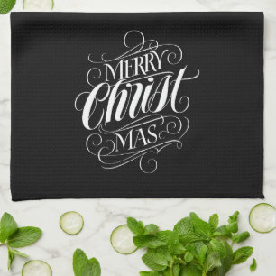 Merry CHRISTmas Christlich Calligrafy Lettering Geschirrtuch
