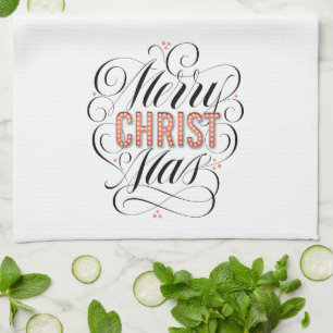 Merry CHRISTmas Christlich Jesus Christus Kalligra Geschirrtuch