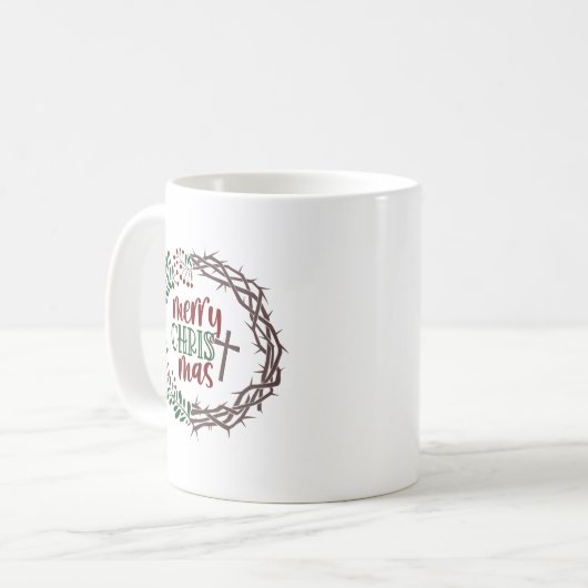 Merry CHRISTmas Christlich Scripture Wreath 11oz Kaffeetasse (Vorderseite Links)