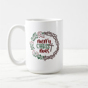 Merry CHRISTmas Christlich Scripture Wreath Kaffeetasse