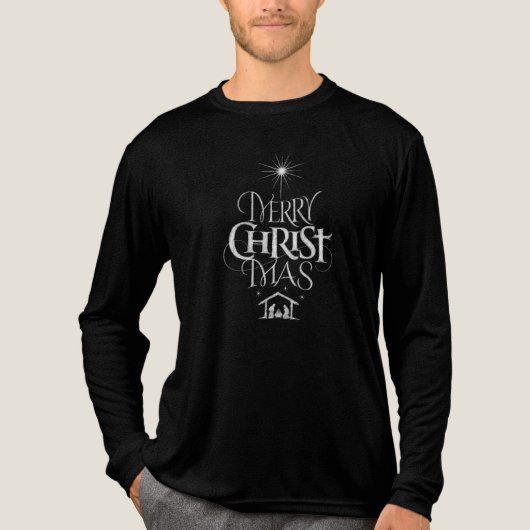 Merry CHRISTmas Christliche Chalk-Kalligraphie Tri-Blend Shirt (Vorderseite)