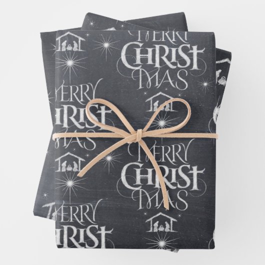 Merry CHRISTmas Christliche Chalkboard-Kalligraphi Geschenkpapier Set (Beispiel)