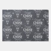 Merry CHRISTmas Christliche Chalkboard-Kalligraphi Geschenkpapier Set (Vorderseite)