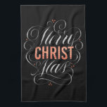 Merry CHRISTmas Christliche Chalkboard-Kalligraphi Geschirrtuch<br><div class="desc">Lichte seinen Namen in marquee Lichtern auf und erinnere dich daran, warum wir "Fröhliche Weihnachten" sagen. Dieses Design kommt in ein paar Variationen und auf vielen verschiedenen Produkten, Karo sie alle heraus, um genau zu sehen, welche Richtung Sie gewollt zu nehmen. Die berufliche Schrift von Ivan Angelic ist in Schwarz...</div>