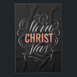 Merry CHRISTmas Christliche Chalkboard-Kalligraphi Geschirrtuch<br><div class="desc">Lichte seinen Namen in marquee Lichtern auf und erinnere dich daran, warum wir "Fröhliche Weihnachten" sagen. Dieses Design kommt in ein paar Variationen und auf vielen verschiedenen Produkten, Karo sie alle heraus, um genau zu sehen, welche Richtung Sie gewollt zu nehmen. Die berufliche Schrift von Ivan Angelic ist in Schwarz...</div>