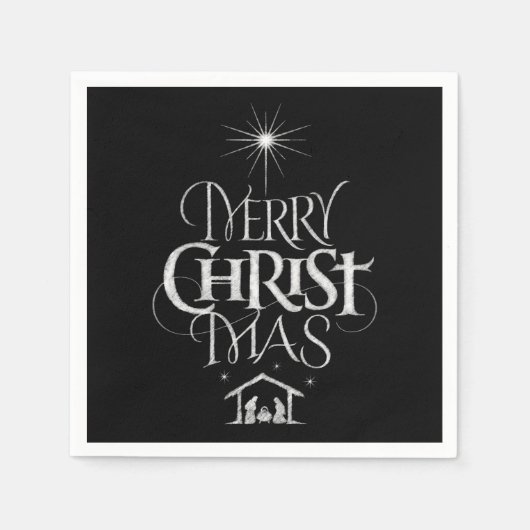 Merry CHRISTmas Christliche Chalkboard-Kalligraphi Serviette (Vorderseite)