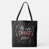 Merry CHRISTmas Christliche Rote Christuskalligrap Tasche (Vorderseite)