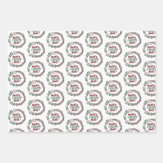 Merry CHRISTmas Christlicher religiöser Tod Geschenkpapier Set (Vorderseite)