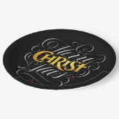 Merry CHRISTmas Christliches Gold Script Christus Pappteller (Schrägansicht)