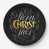 Merry CHRISTmas Christliches Gold Script Christus Pappteller (Vorderseite)