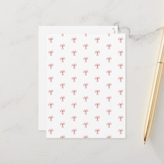 Merry Christmas, Christmas Bows Card Postkarte (Vorderseite/Rückseite Beispiel)