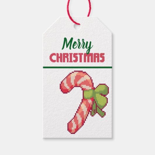 Merry Christmas, Christmas candy cane, Pixel Art  Geschenkanhänger (Vorderseite)