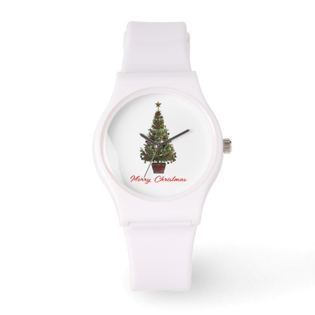 Merry Christmas. Christmas Tree Armbanduhr (Vorderseite)