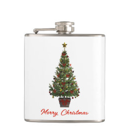 Merry Christmas. Christmas Tree Flachmann