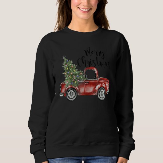 Merry Christmas  Christmas Tree On The Truck 1 Sweatshirt (Vorderseite)