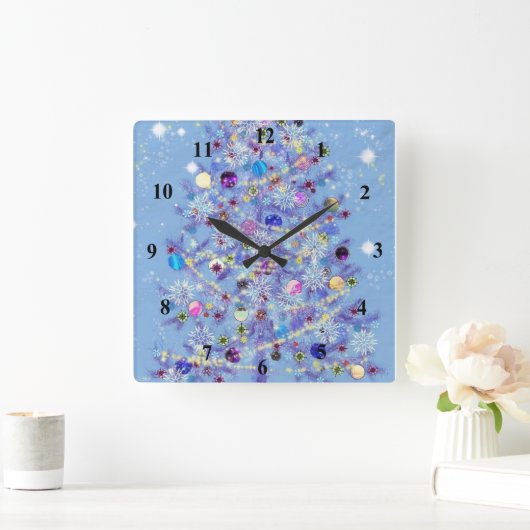 Merry Christmas - Christmas Tree Quadratische Wanduhr (Zuhause)