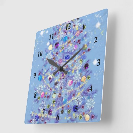 Merry Christmas - Christmas Tree Quadratische Wanduhr (Winkel)