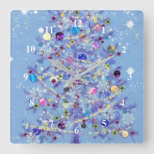 Merry Christmas - Christmas Tree - Quadratische Wanduhr