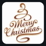 Merry Christmas, Christmas Tree - Quadratischer Aufkleber<br><div class="desc">Abstract drawing of der Christmas tree with the wishes of der Merry Christmas</div>