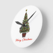 Merry Christmas. Christmas Tree Runde Wanduhr (Winkel)