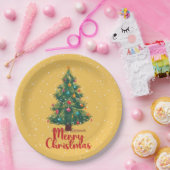 Merry Christmas, Christmas Tree, Snow, Holiday  Pappteller (Party)