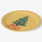 Merry Christmas, Christmas Tree, Snow, Holiday  Pappteller (Schrägansicht)